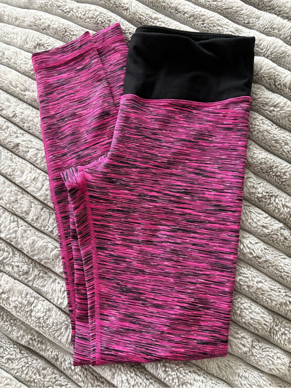 Reflex Pink Space-Dye Leggings with Black Waistband